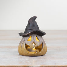 Load image into Gallery viewer, Carved LED Witch Pumpkin Ornament – 10.5cm