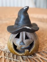 Load image into Gallery viewer, Carved LED Witch Pumpkin Ornament – 10.5cm