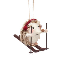 Load image into Gallery viewer, Hedgehog on Skis Hanging Christmas Decoration