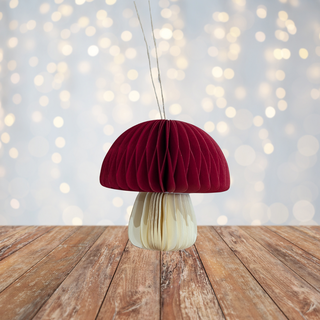 Deep Red Honeycomb Mushroom Paper Hanging Decoration