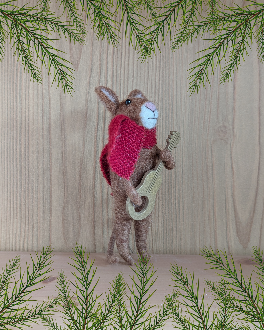 Mouse with Guitar Hanging Christmas Decoratio