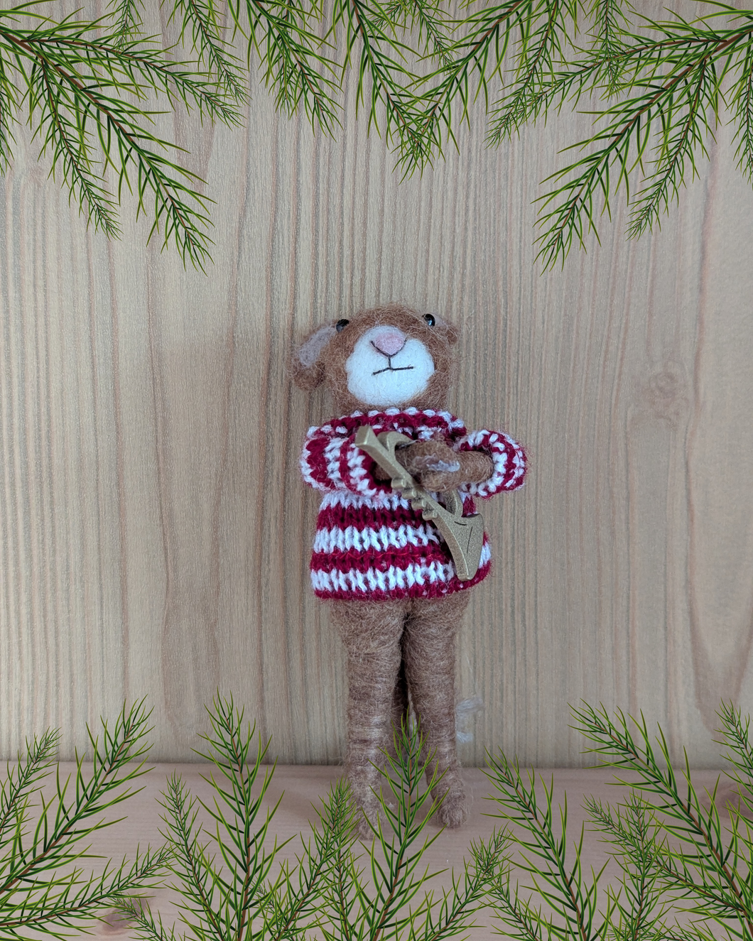 Mouse with Trumpet Hanging Christmas Decoration