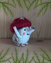 Load image into Gallery viewer, Hedgehog with Mushroom Hanging Christmas Decoration
