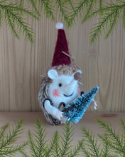 Load image into Gallery viewer, Hedgehog with Christmas Tree Hanging Decoration
