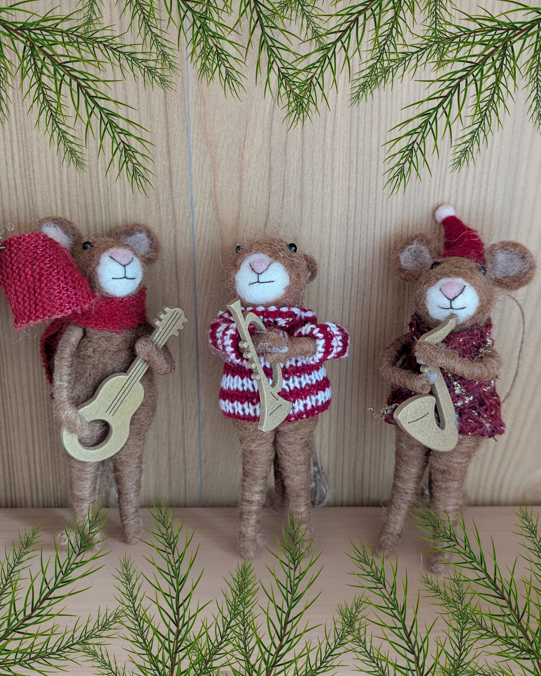Musician Mice Trio Hanging Christmas Decorations (3)