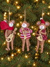 Load image into Gallery viewer, Musician Mice Trio Hanging Christmas Decorations (3)

