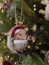 Load image into Gallery viewer, Hedgehog on Skis Hanging Christmas Decoration
