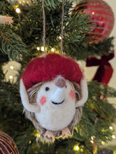 Load image into Gallery viewer, Hedgehog with Mushroom Hanging Christmas Decoration
