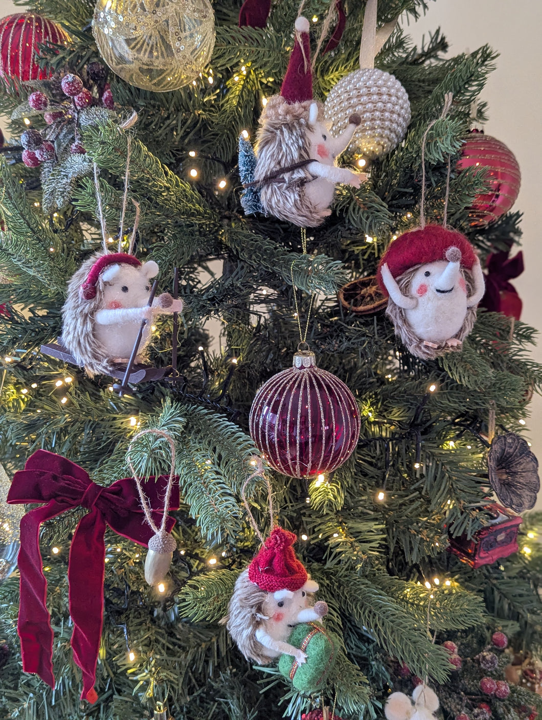 Festive Hedgehogs Hanging Decoration - Assorted (4 in total)