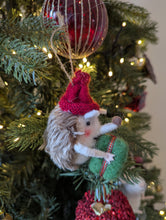 Load image into Gallery viewer, Hedgehog with Gift Hanging Christmas Decoration
