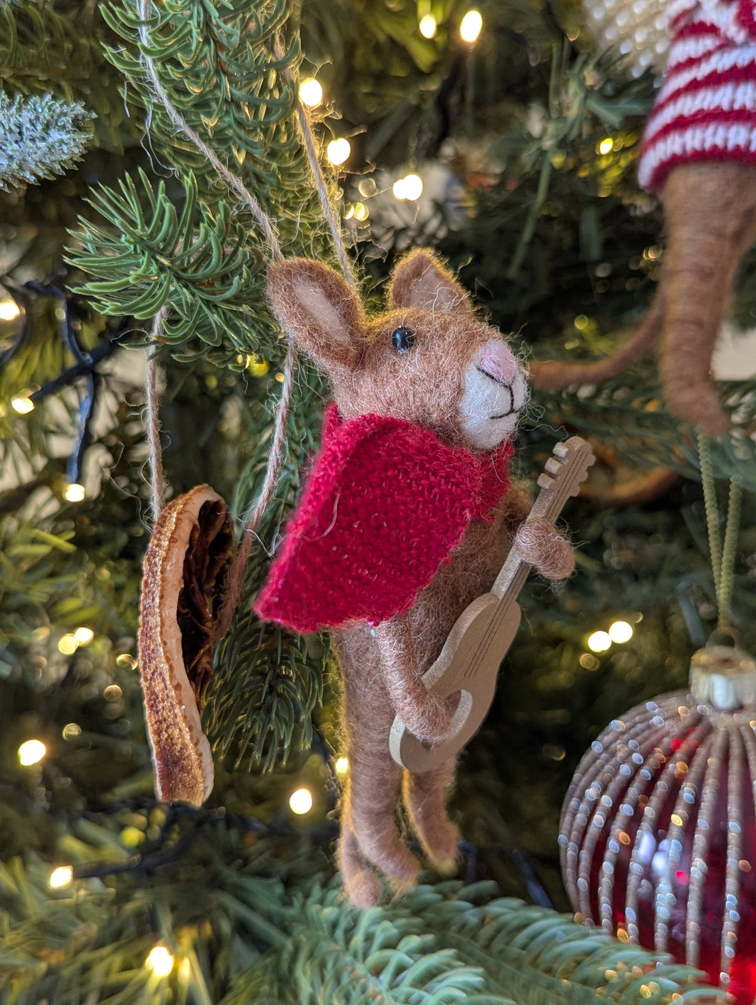 Mouse with Guitar Hanging Christmas Decoratio